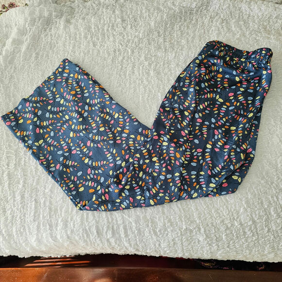 Anthropologie Stella Nova Orli leaf print blue pants size 10 - Picture 5 of 7